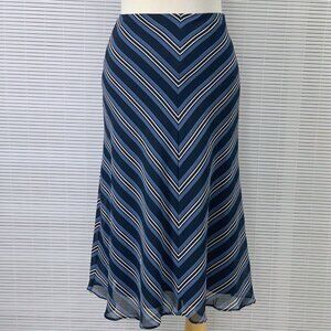 East 5th Ladies Blue White Fully Lined Fashion Flared Slip Cut Skirt Size 10